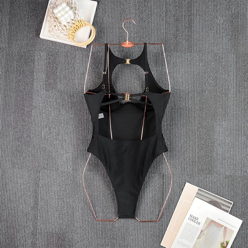 Push Up Women One Piece Swimsuits 2026 New Black Female Swimwewar High Cut Brazilian Biquini Halter Swimming Suits Beachwear