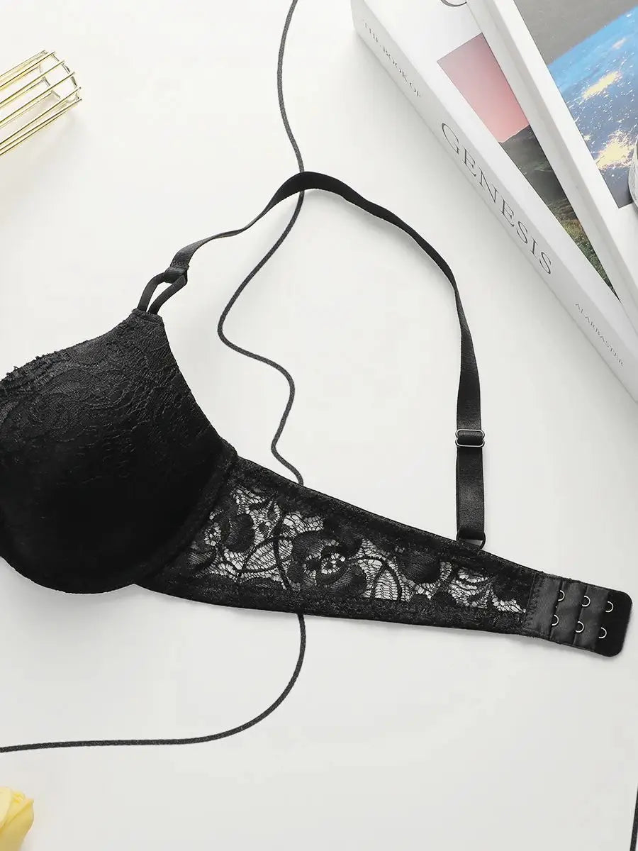 Women's sexy embroidered lace bra with breathable steel rims gathered push ups adjustable shoulder straps comfortable bra U037