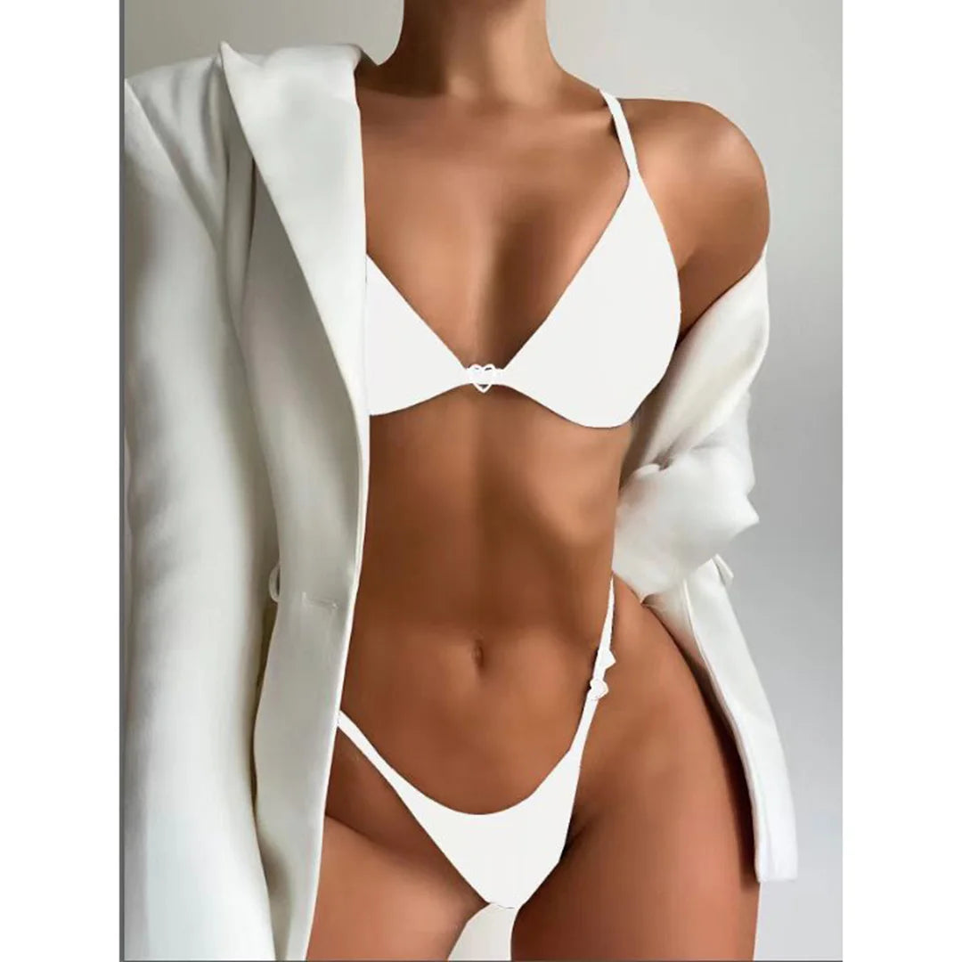 New Sexy Thong Tiny Mini Bikini Female Swimsuit Women Swimwear Two-pieces Bikini Set Padded Bather Bathing Suit Swim Lady V3063