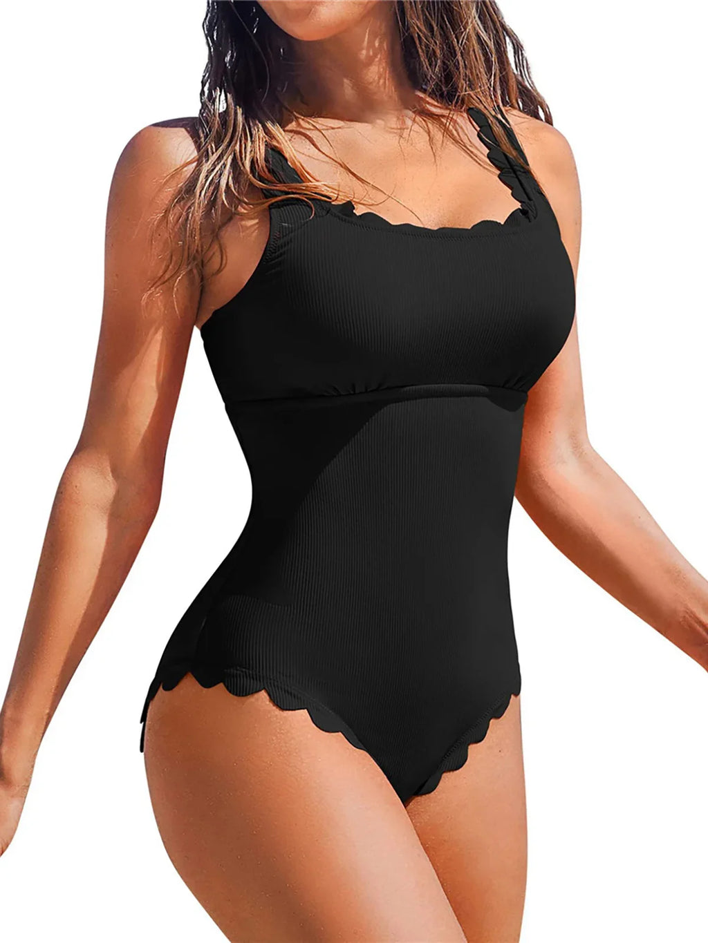 S - XXL 11 Colors Ribbed Frilled Women Swimwear One Piece Swimsuit Female Backless High Leg Cut Bather Bathing Suit Swim K7097