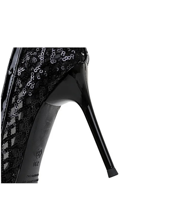 BIGTREE 2026 Fashion Metal Decoration Mesh Hollow Pointed Toe Woman Pumps Thin Heels Party Ladies Shoes Zapatillas De Mujer