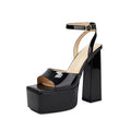 NASBAVI Square Toe Women Patent Thick Platform Sandals High Chunky Heels Ankle Straps Summer Leopard Shoes Custom Colors