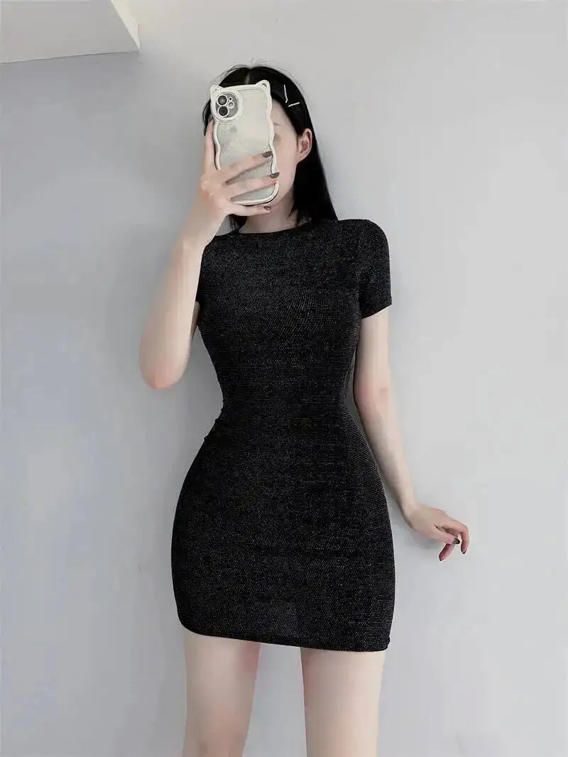 Nightclub High WOMENGAGA Waist Women Slim Mini Dress T Shirt Thin Hot Sexy Korean Women Tops Transparent Summer Fashion 6A26