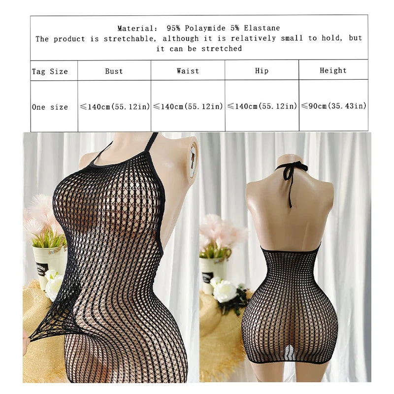1PC Women Sexy Fishnet Beach Cover Up Hollow Out Bodycon Dress See Through Summer Swimwear