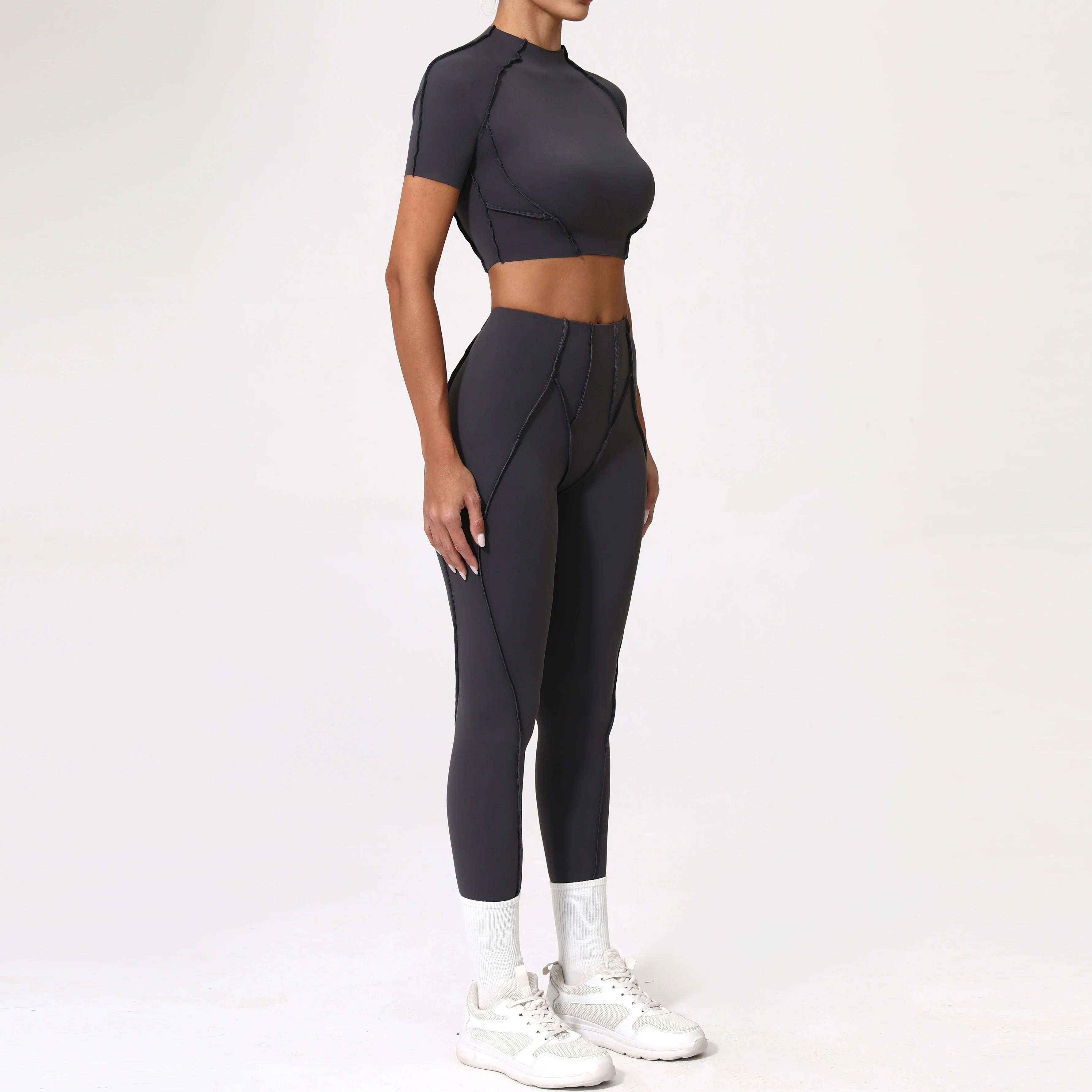2PCS Yoga Suit Sports Set Women Quick-Drying Gym Set Women Tracksuit Running Workout Long Sleeve Sports Shirt Yoga Clothing