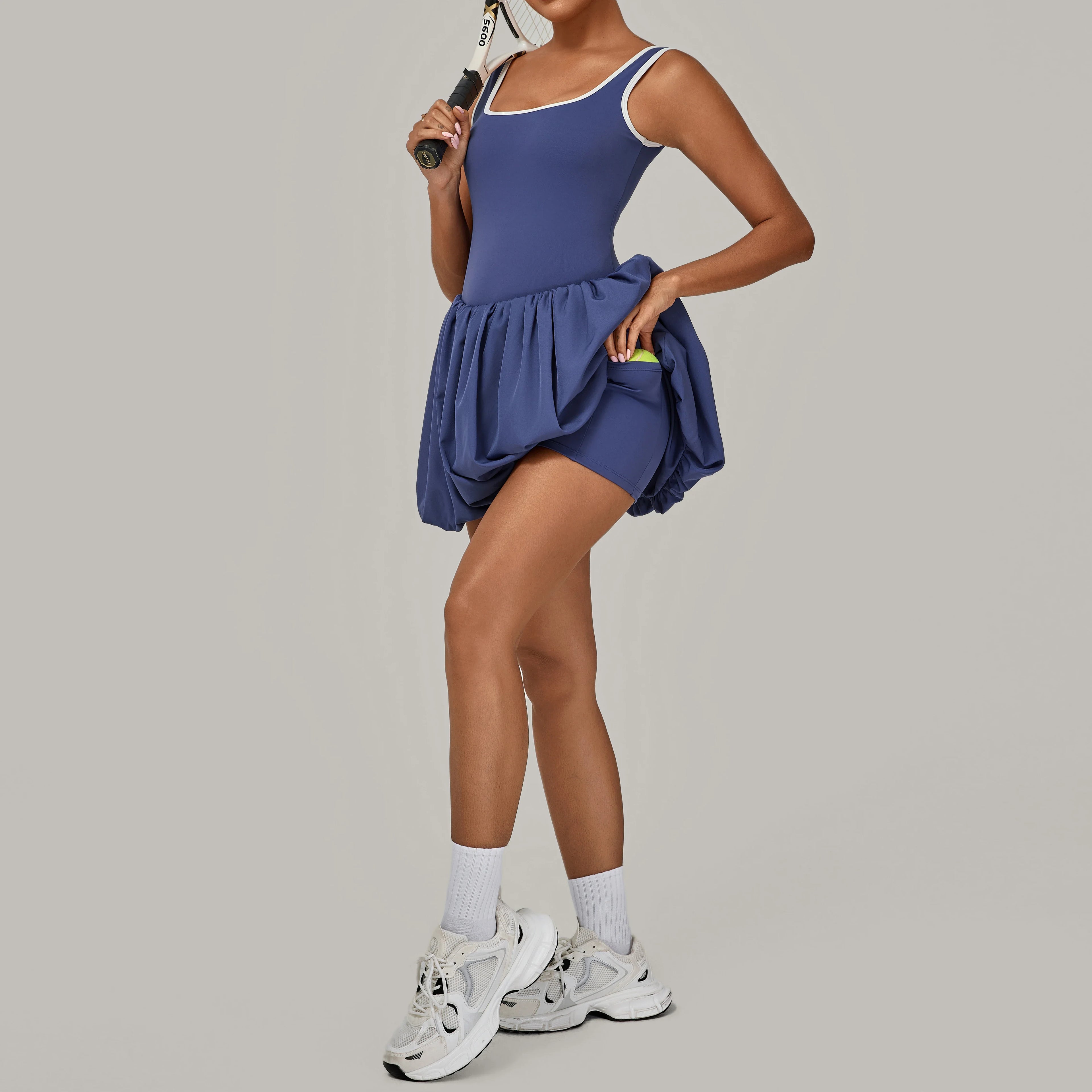 Tennis Dress for Women with Built in Shorts Womens Athletic Dresses Sleeveless Boat Neck Active Workout Skort Dress