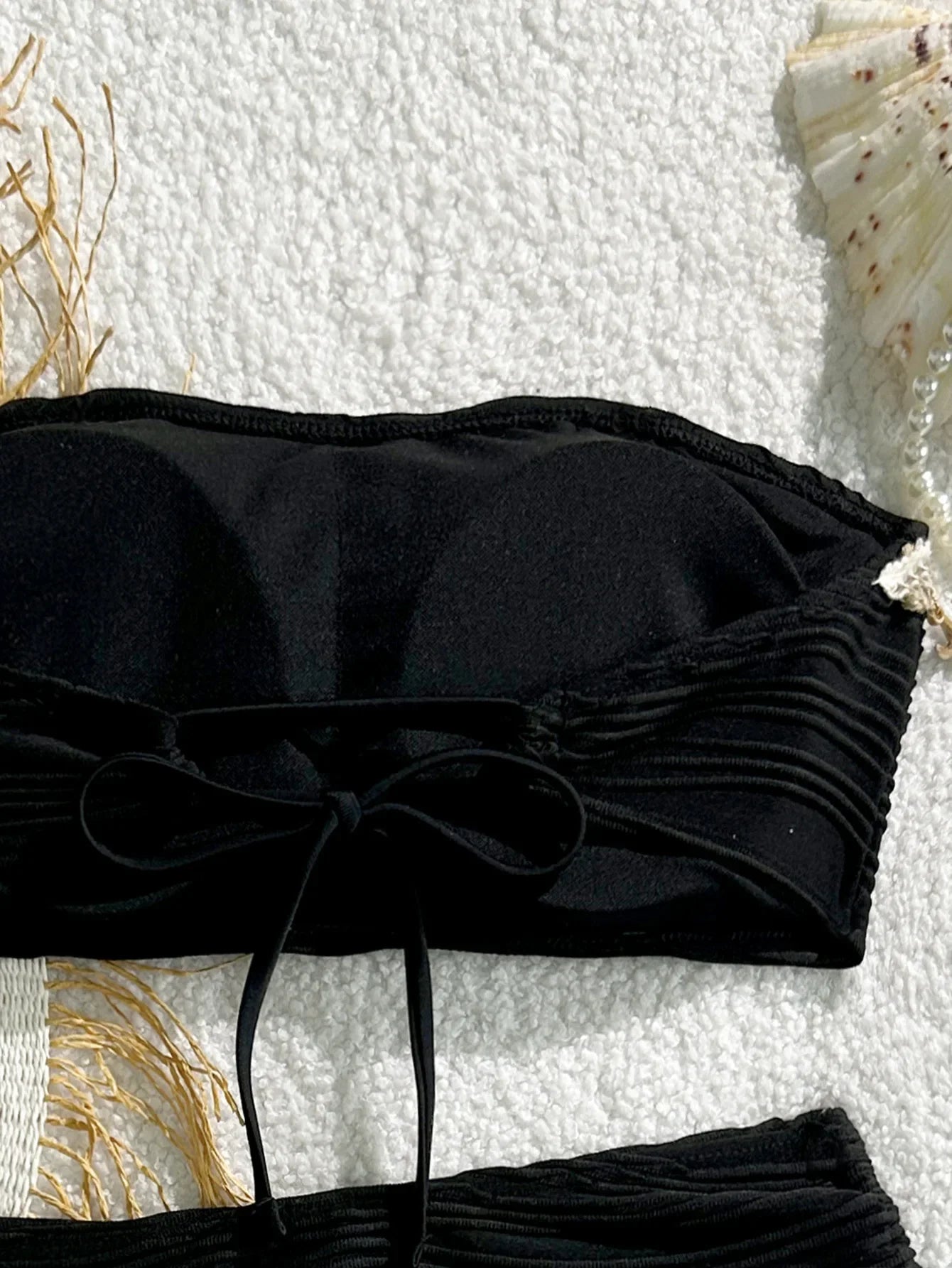 XS - XL Bandeau Wrinkled High Cut Bikini Women Swimwear Female Swimsuit Two-pieces Bikini Set Shell Bather Bathing Suit Swim