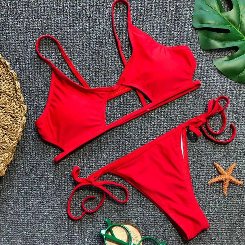 Hollow Out Mini Micro Thong Bikini Women Swimwear Female Swimsuit Two-pieces Bikini Set Brazilian Bather Bathing Suit Swim Lady