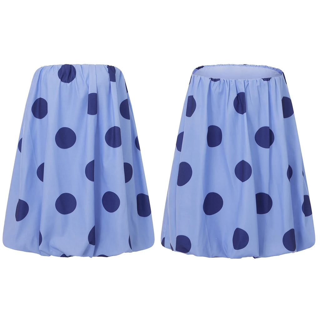 Women Mini Dress Dot Print Backless Tube Dress Summer Party Fashion Casual Strapless Dress