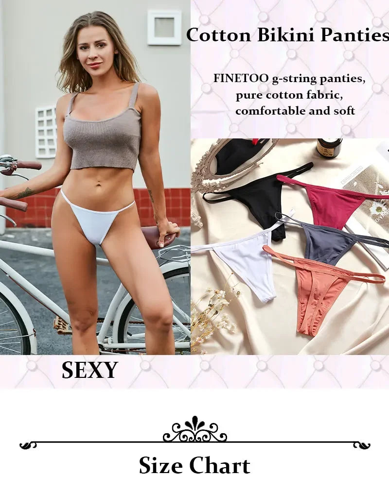 New 3PCS/Set Cotton Bikini Panties Women Sexy Solid Color Low Waist Thongs Female Breathable G-String Underwear Comfort Lingerie