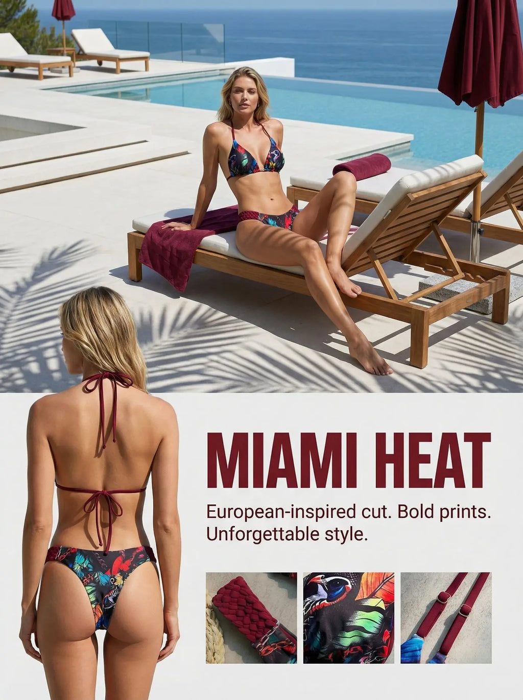 Print Halter Braided Rope Mini Thong Bikini Female Swimsuit Women Swimwear Two-pieces Bikini Set High Cut Bathing Suit Swim Lady