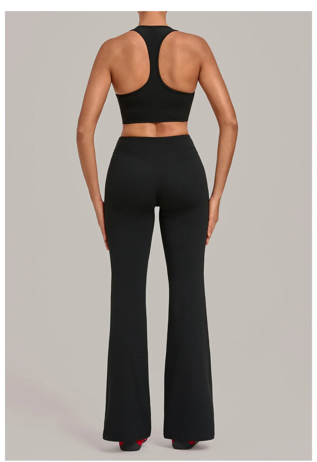 Breathable Stretch Yoga Sets Women Quick Drying Shockproof Sports Bra High Waist Bell Bottom Pants Gym Two-piece Fitness Suit