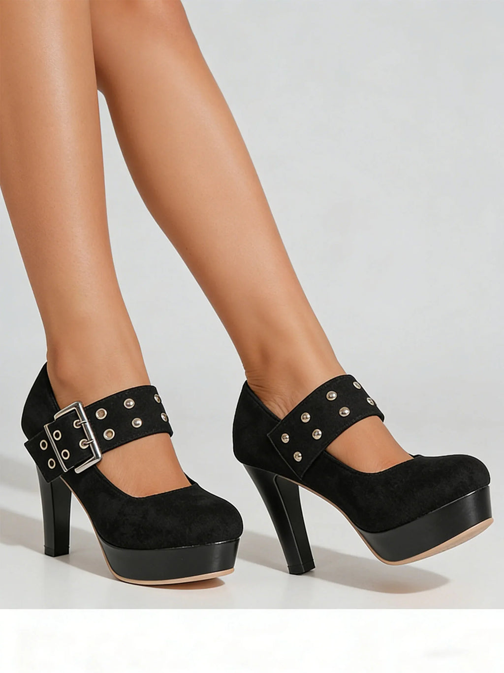 2026 Big Size 33-43 Retro Black Office Lady Buckle Strap Mary Janes Platform Pumps Elegant Red 10.5cm High Heels Shoes Women