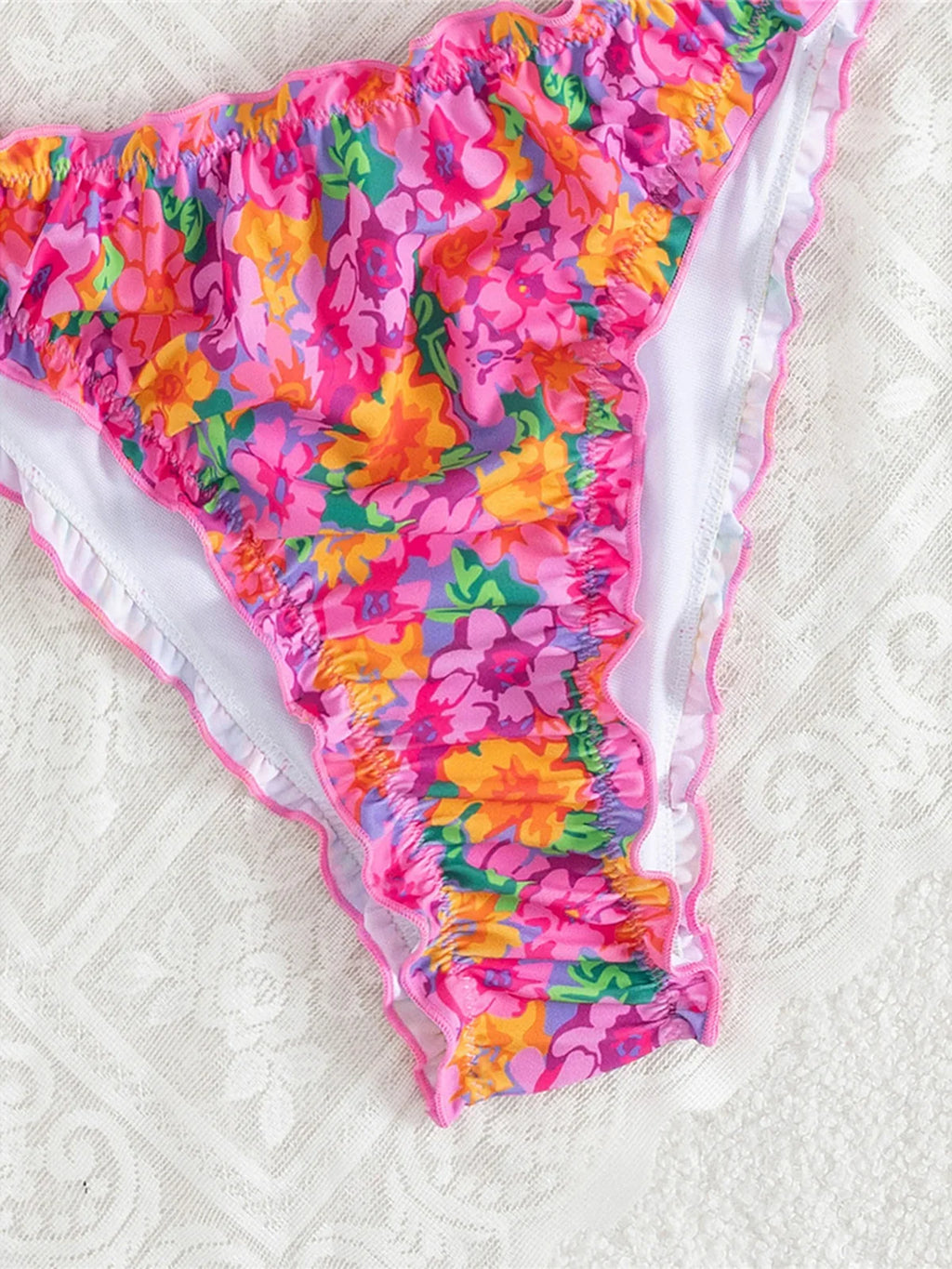 S - XL Floral Flower Printed Halter Bikini Women Swimwear Female Swimsuit Bather Bathing Suit Swim Two-pieces Bikini set K8104