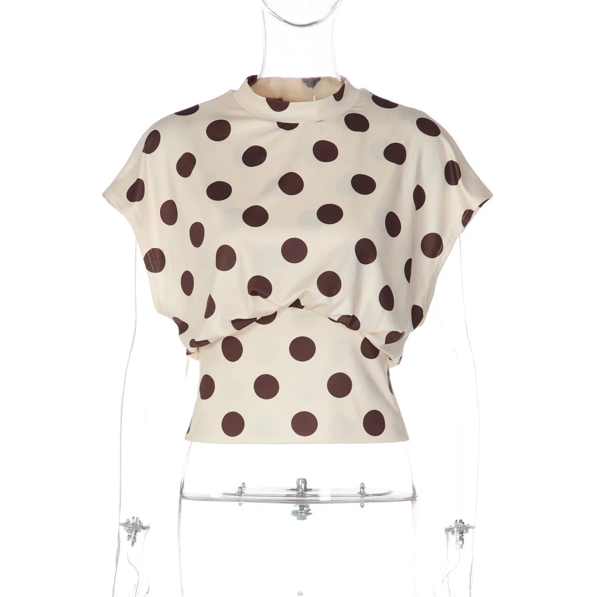 FDYOUI Women's O-neck Polka Dot T-shirt 2026 Summer O-neck Drop-sleeve Tunics Tops Fashion Loose Corset Tee Shirts Female Top
