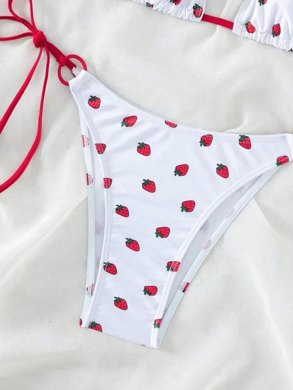 Sexy Women Cute Strawberry Print Halter String Micro Bikini Sets Two Pieces Swimsuit Swimwear Bathing Suit Beach Outfits Biquini