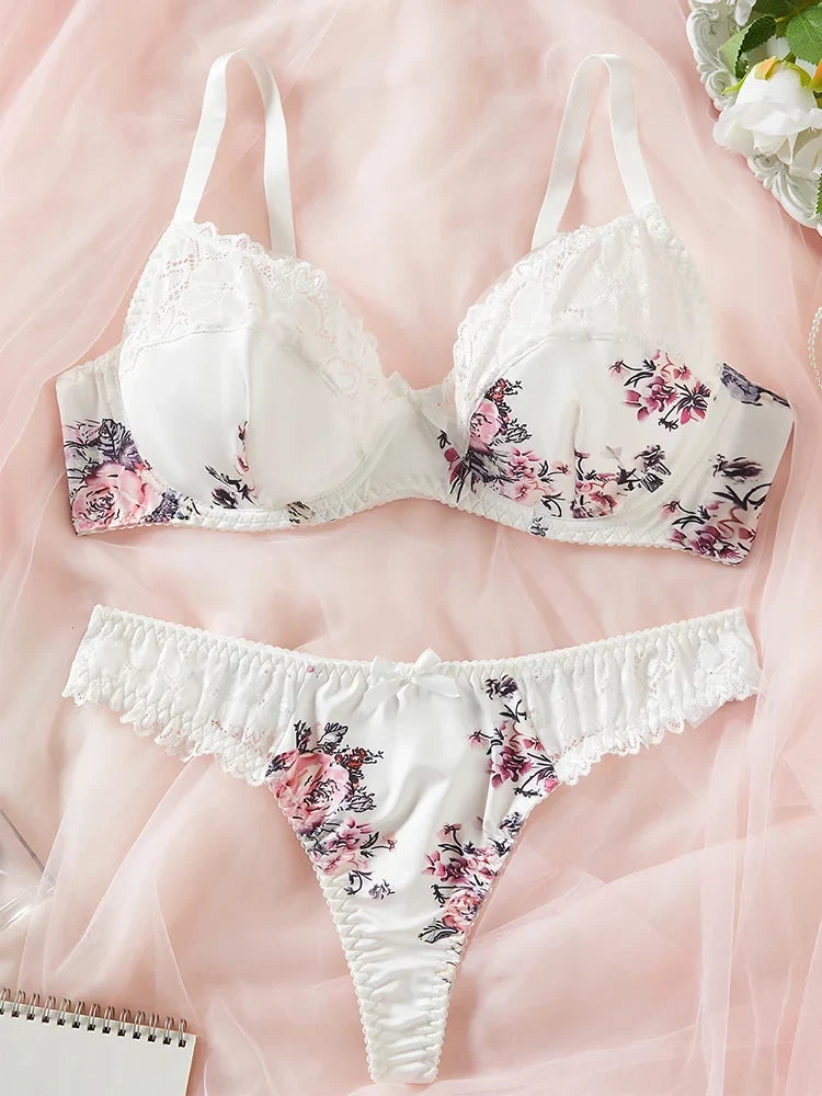 Plus size wireless bra Summer thin adjustable anti-sagging underwear set comfortable and sexy ultra-thin 4XL
