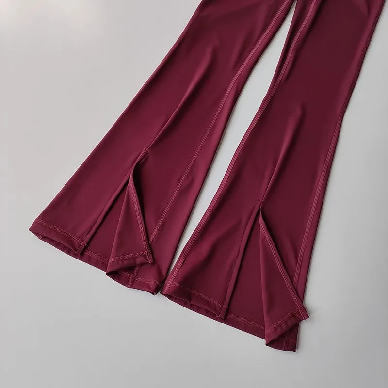 Women's High-Waisted Slim Fit Micro Flared Yoga Pants Sports Tight Wide Leg Trousers Comfortable No Awkward Lines