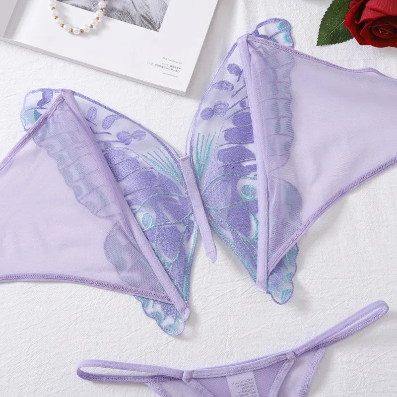 Toucheart Sexy Ultra Thin Perspective Underwear Set For Women Sexy Bra 2 Piece Set Butterfly Hollow Out Sexy Lingerie Set New