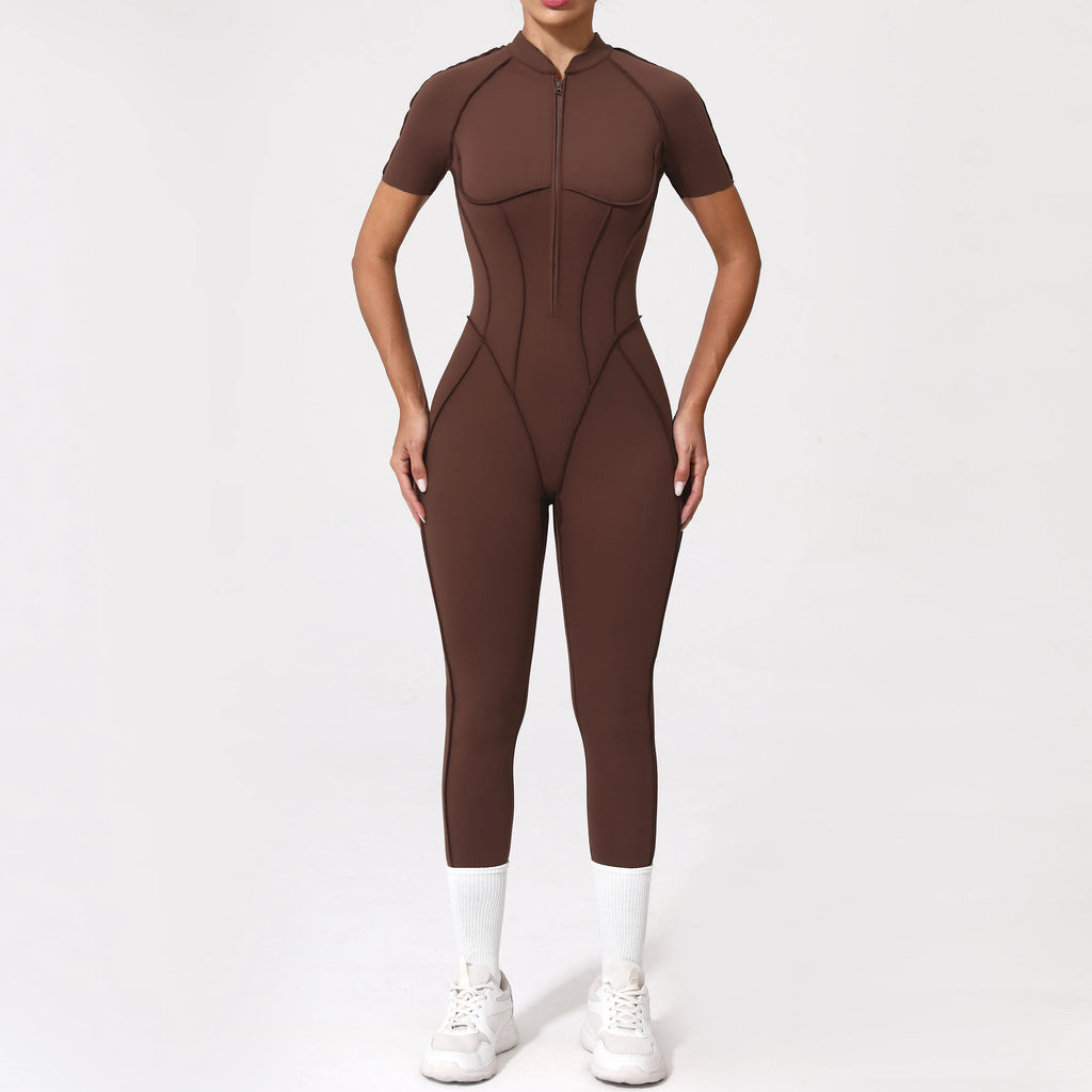 With Zipper Hollow Back Yoga Jumpsuit Sportswear Women Gym Clothes Running Fitness Yoga Backless Bodysuit