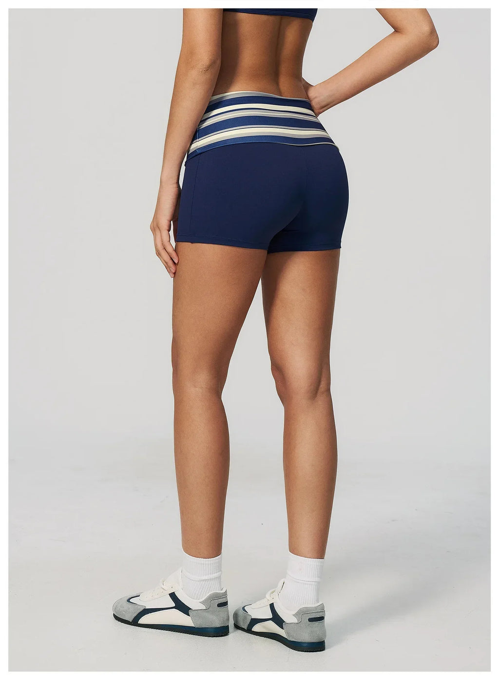 Summer Striped Polka Dot Contrast High Waist Yoga Shorts Hip Lifting Sports Tights Outdoor Workout Fitness Gym Running Pants