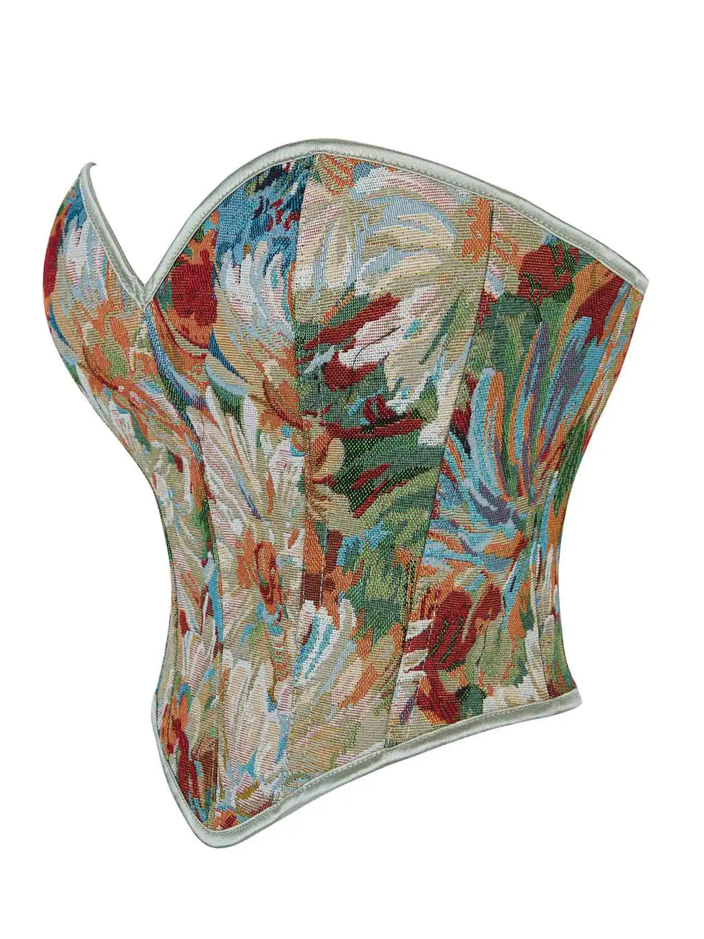 New French retro printed vest women wear fishbone corset with U-neck to gather the palace corset.