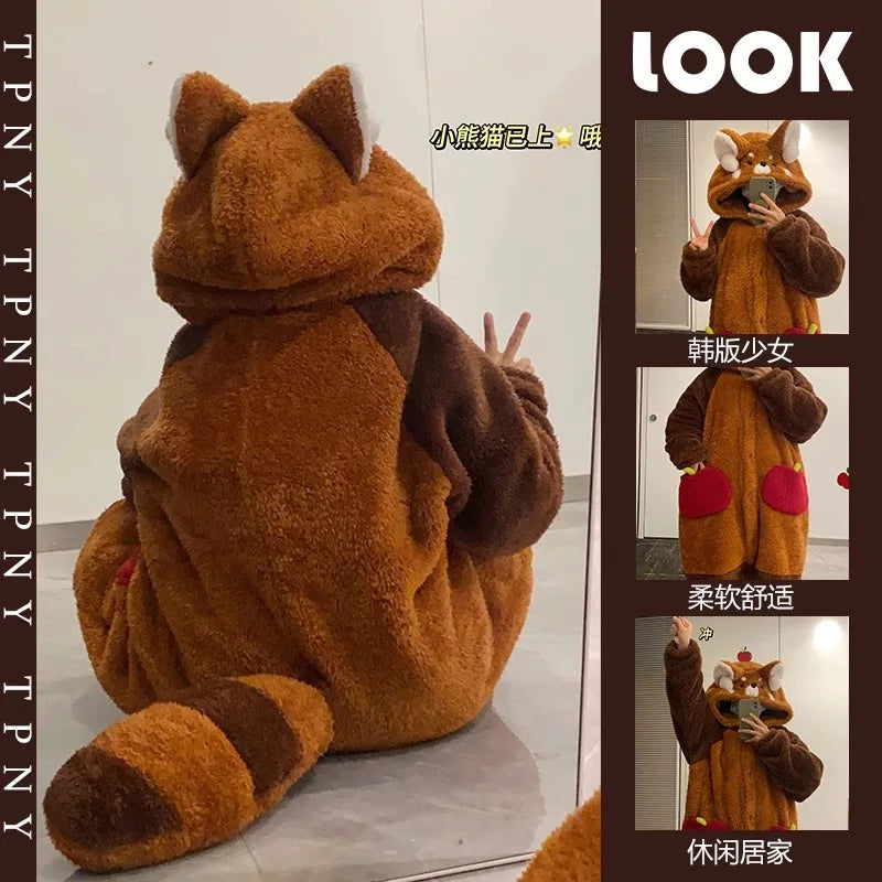 Adult Raccoon Cosplay Costume Robes Kigurumi Unicorn Onesie Anime Nightgown Halloween Cartoon Bear Pajamas Winter