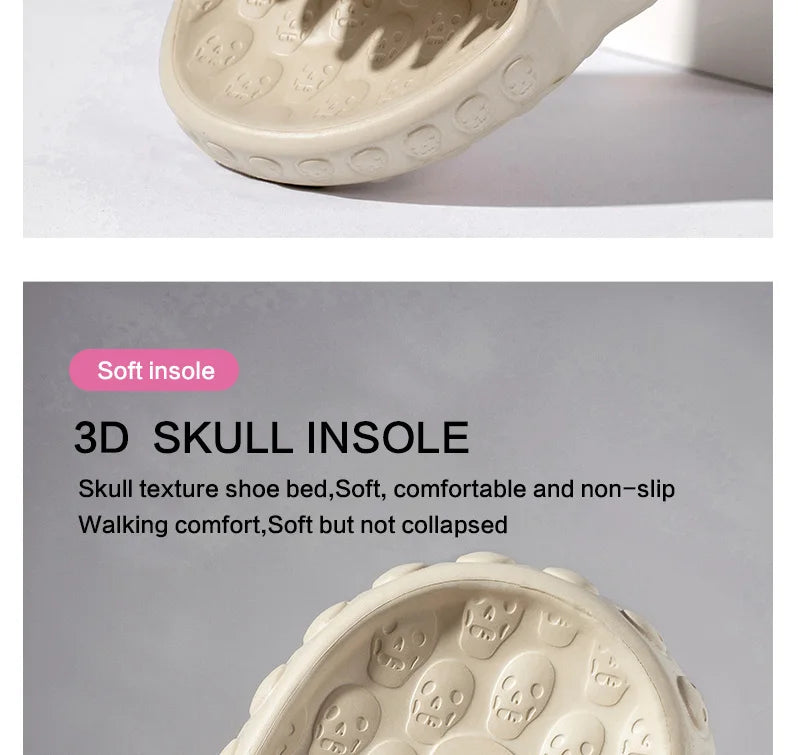 New Personalized Skull Design Men Slippers 2024 Summer Outdoor Fun Slides Thick Bottom of Beach Non-slip Leisure Women Sandals
