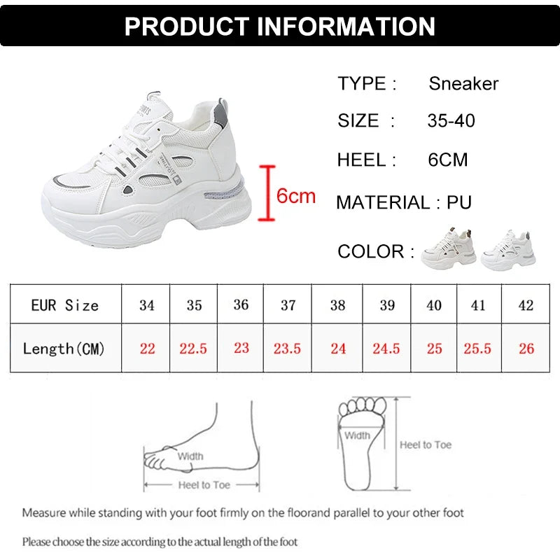Breathable White Sneakers Shoes Women Mix Color Chunky Platform Sport Sneaker Woman 2025 Lace-Up Thick Bottom Vulcanize Shoes