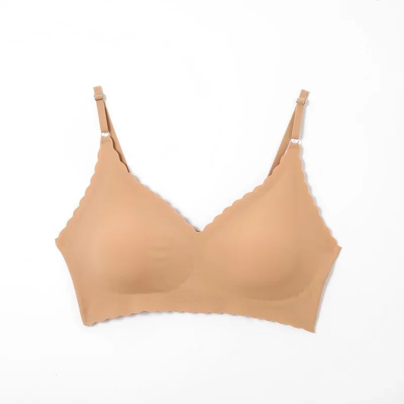 Seamless Ice Silk Ultra-Thin Breathable Bra Comfortable Breathable Underwear Women's Suspender Wavy Sexy Push-up Vest