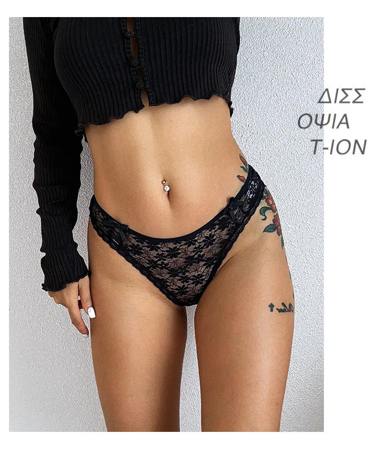 Lace G String Thin Sexy Girls Panties Seamless Women Briefs Thong Hollow Out Underwear Transparent Female Low Waist Lingerie