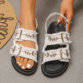 Fashion Flowers Embroidery Platform Sandals Women Plus Size 43 Back Strap Thick Bottom Sandles Woman Anti Slip Summer Sandals