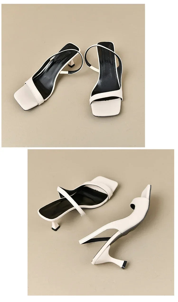 2026 New Women's Summer New Fashion Square Toe Simple Solid Color Sandals Outdoor Open Toe Casual Banquet Party Women's Sandals