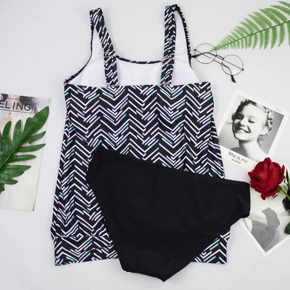 Women's Printed Boho Tankini Set High-Waist Two-Piece Swimsuit with Sexy Triangle Bottoms Stylish & Unique Summer Beach Swimwear