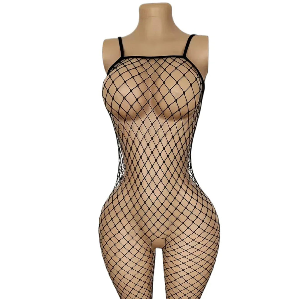One Piece Crotchless Bodystocking For Sex Lace Transparent Lingerie Elasticity Fishnet Bodysuit Erotic Underwear Sexiest Outfit