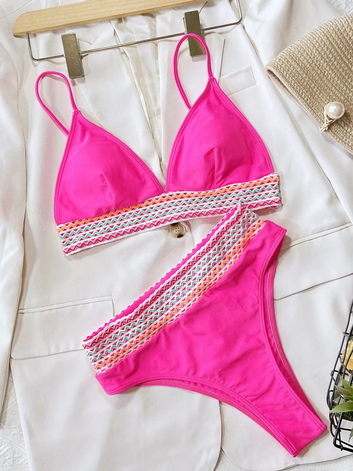 2026 New Bikini Sexy Rose Red Patchwork High Waist Swimwear Swimsuit Women Bikinis Set Bathing Suit Beach Bikini Female Push Up