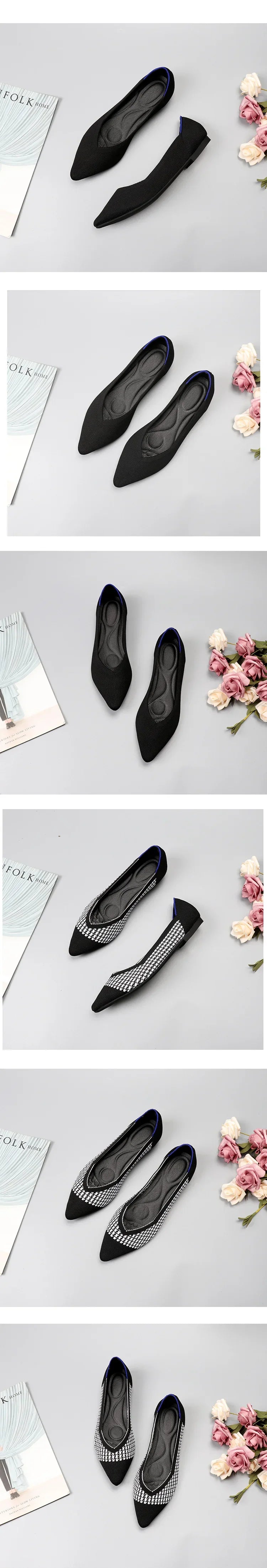 Women's Shoes Mesh Breathable Pointed Toe Flat 2026 Fashion Soft Bottom Knitted Shoes Female Casual Slip on Footwear Loafers