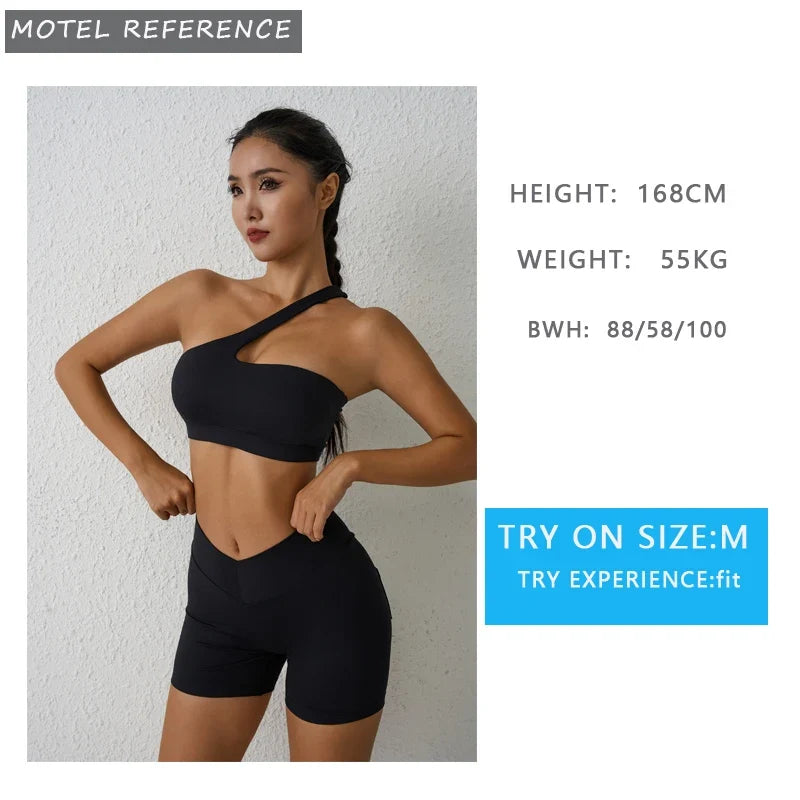 DIAS FIT JOY One-Shoulder Sexy Sports Bra Yoga Fitness Training Outwear with Detachable Beauty Back Design for Women