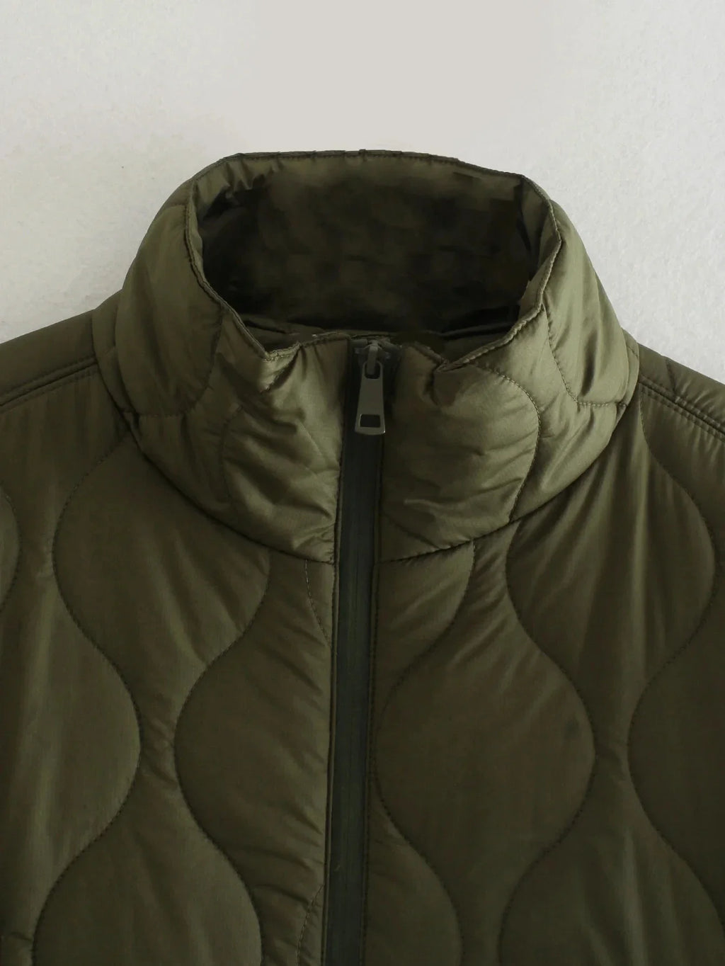 Quilted Argyle Coat Cape Rainproof Jacket Women Winter Jacket Army Green Casual Padded Loose Parkas Oversize Turtleneck Coat