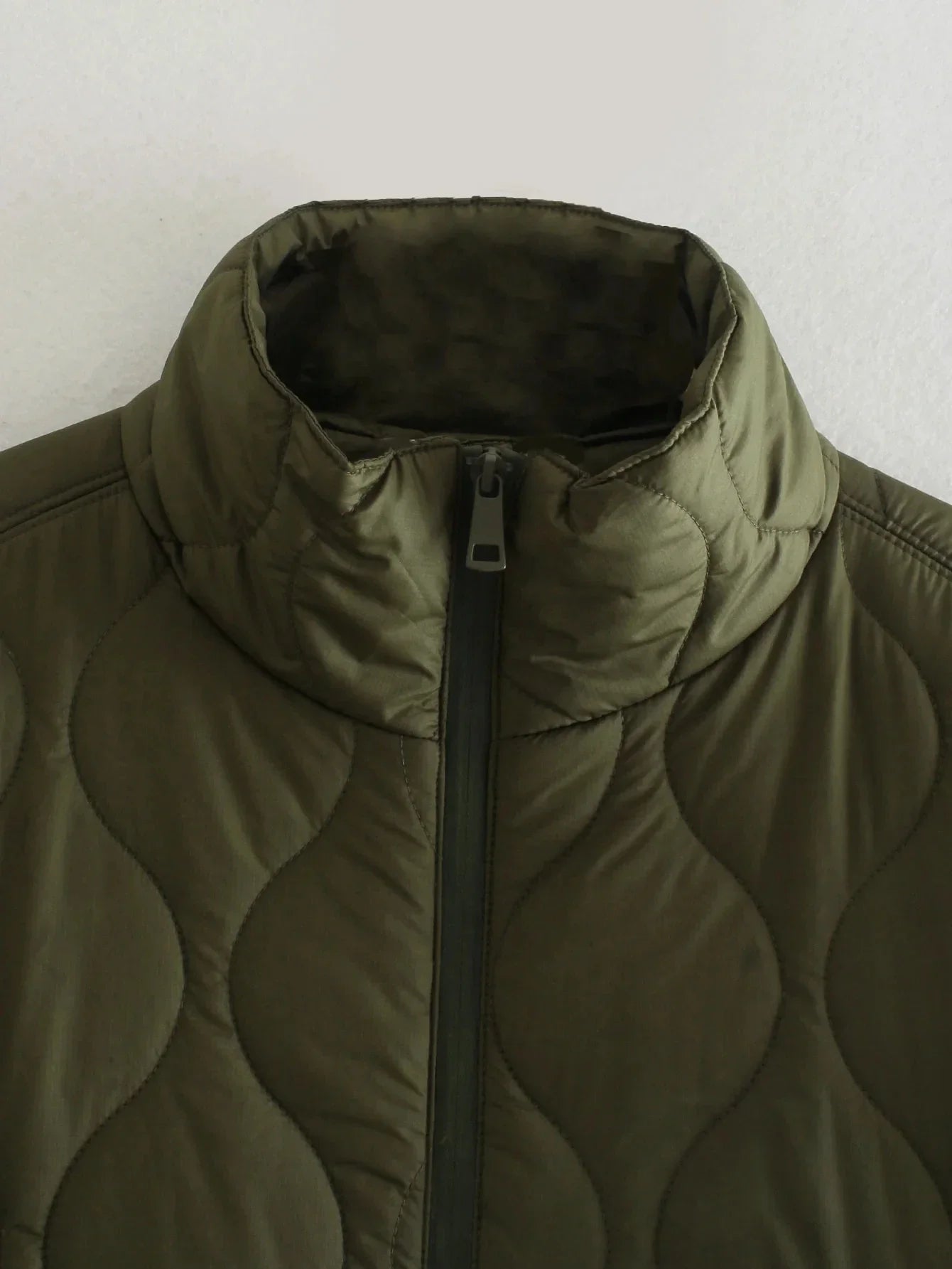 Quilted Argyle Coat Cape Rainproof Jacket Women Winter Jacket Army Green Casual Padded Loose Parkas Oversize Turtleneck Coat
