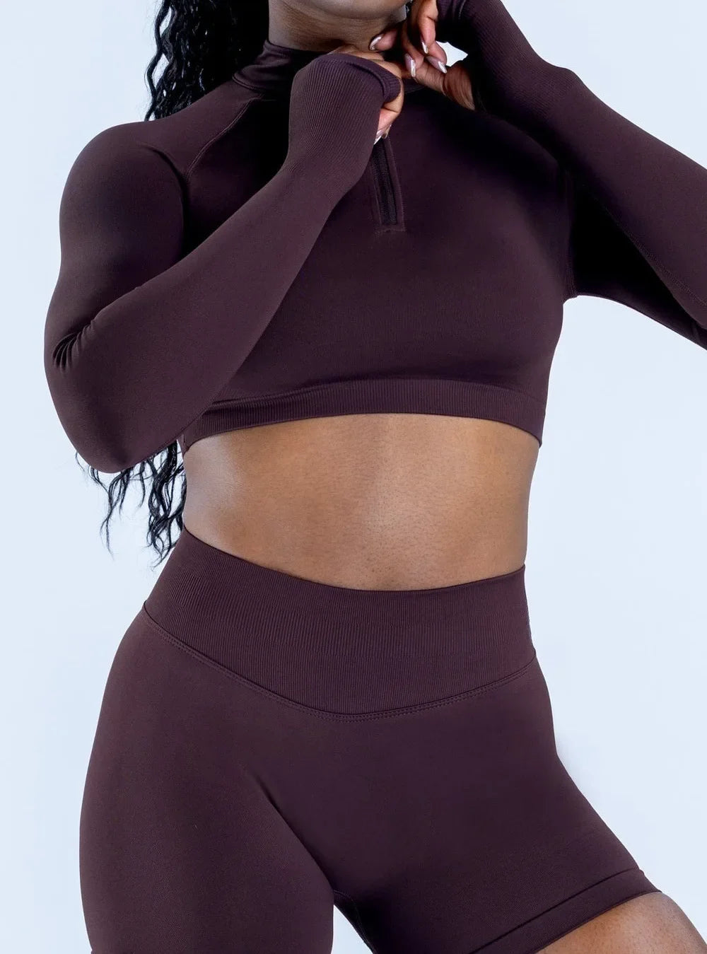 NCLAGEN Impact Crop Zippy Fitness Top Long Women Sleeve GYM Clothes Seamless Running Workout Quick Dry Pilates Sports Yoga Shirt