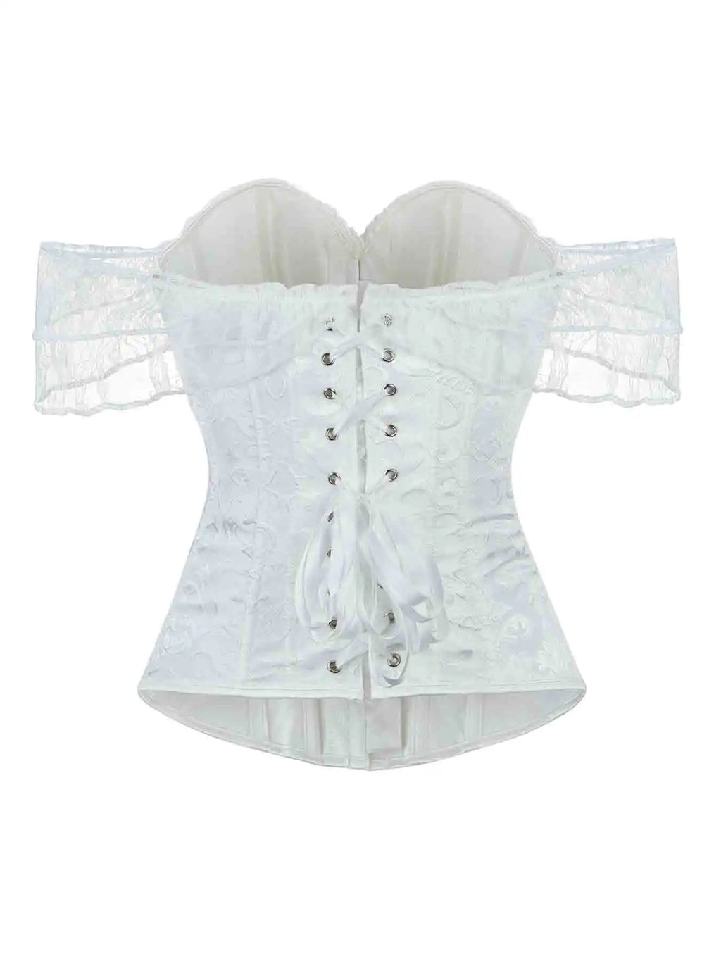 Corset's new retro lace fishbone body-shaping shirt with shoulder straps and bubble sleeves gathered to hold the sternum.