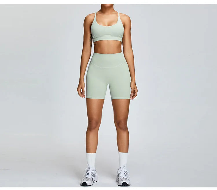 Solid Color Cross Back Women Fitness Underwear Sports Bra Running Top Gym Yoga Athletic Tight Workout Jog Soft With Backless Bra