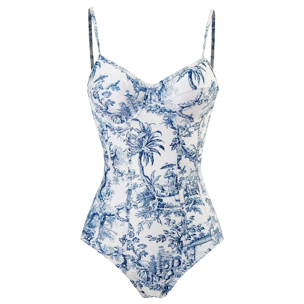 S - XL Sexy With Skirt Printed High Cut Underwired Women Swimwear One Piece Swimsuit Female Bather Bathing Suit Swim Lady V4611
