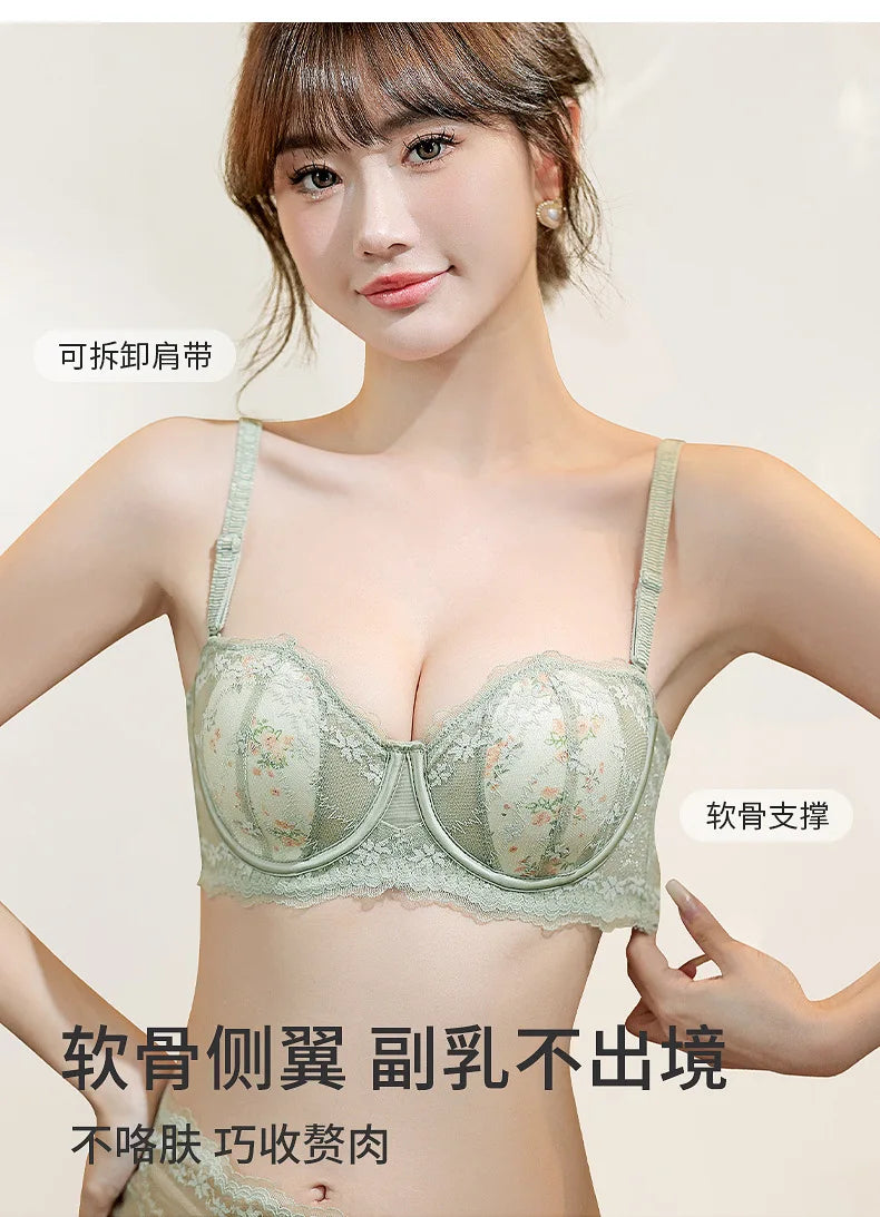Rabbit Ear Lace Strapless Bra Minimizer Push Up for Large Bust Summer Thin Design Comfortable Backless Bra Women S-XL MOYISU AB