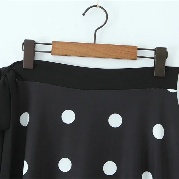 Spring Summer New Low-Waist Side-Tie Skirt For Women Sexy Large Polka Dot Print Midi Skirt Pure Desire Fashion Style Skirt 1KIJ