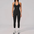 Summer Seamless Yoga Sets Women V Neck Slim Sports Tank Top Fitness Suit Peach Hip High Elasticity Leggings Running Tracksuit