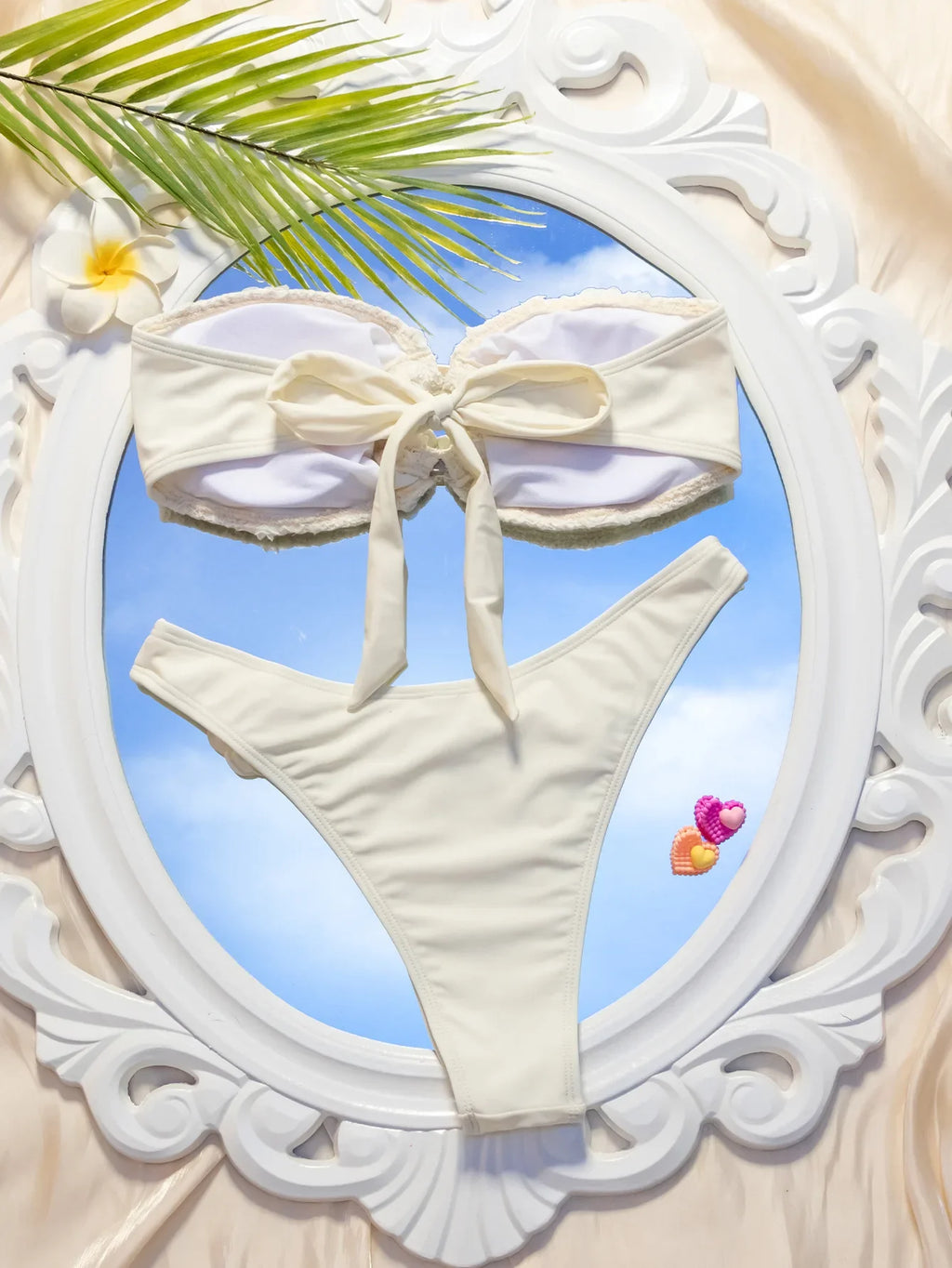 DEKA Brazilian Bandeau Bikini Set Swimwear Women 3D Flowers Swimsuit Bathing Suit Female Summer Beach Wear Biquini