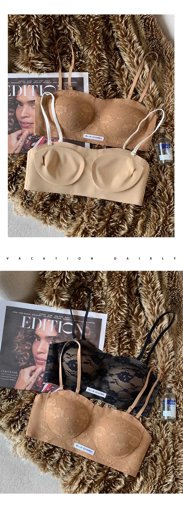 MOYISU Parisian Lace Bra Women Strapless Summer Push Up Small Bust Multiway Wear Bandeau Bralette UK Ship Fashion Top Bestseller