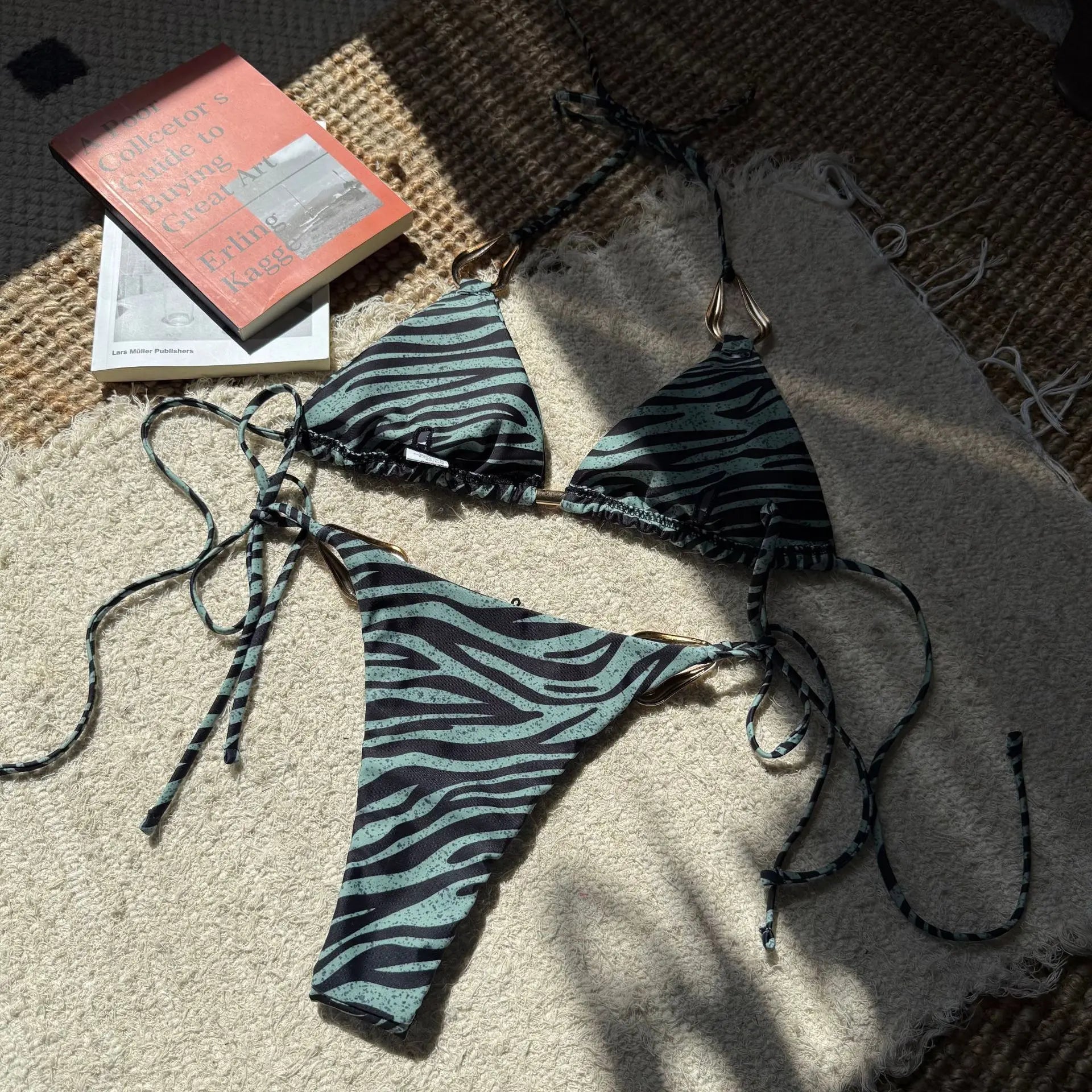 Zebra Print Micro Bikinis Sets Two Pieces Women Halter Metal Ring Swimsuit Brazilian Summer Bathing Suit Swimwear Swimming Suit